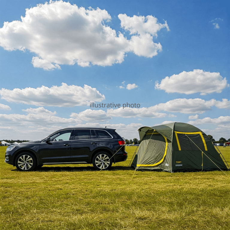 car and tent illustrative